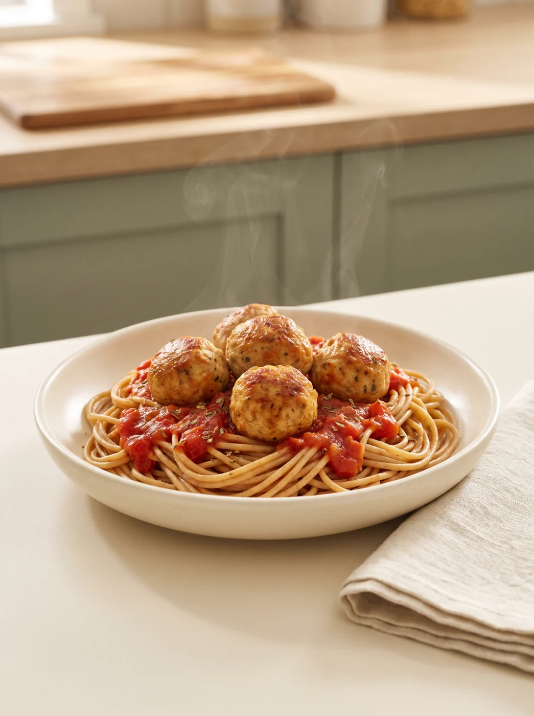 Turkey Meatballs with Whole-Wheat Spaghetti