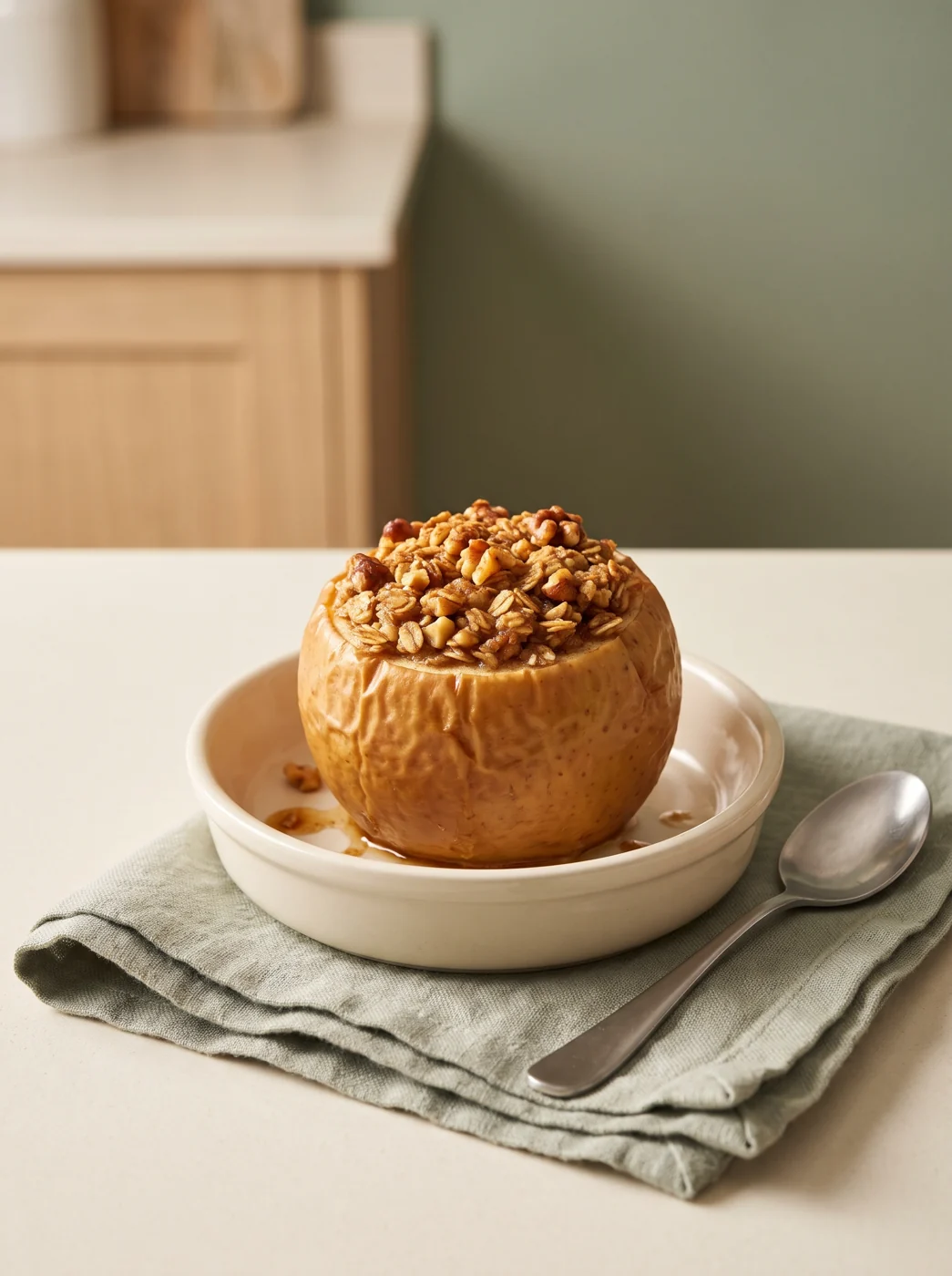 Baked Apple with Walnut Oat Filling
